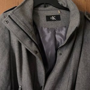 Calvin Klein Twill Grey Coat